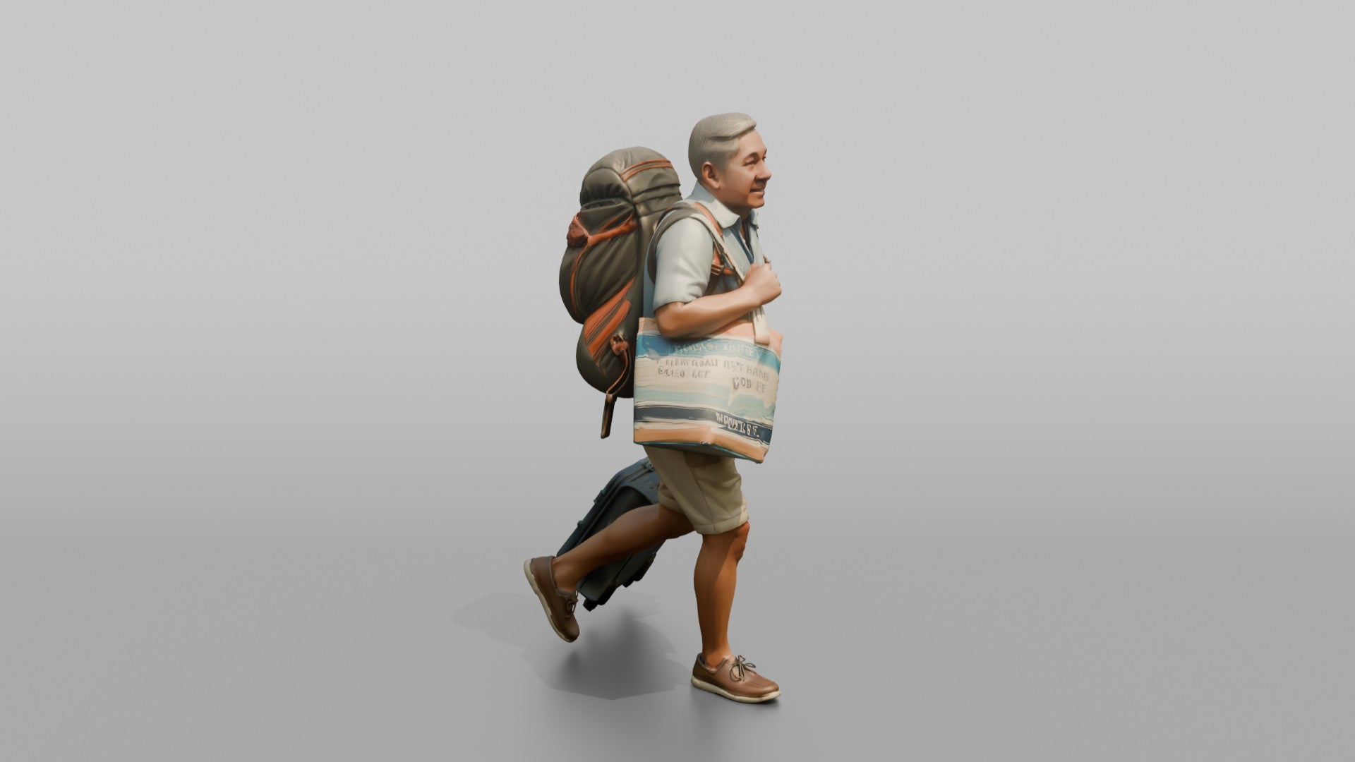 Traveler Jogging Late For A Flight