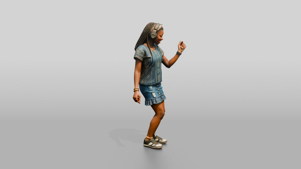 Teenage African Girl Dancing with Headphones