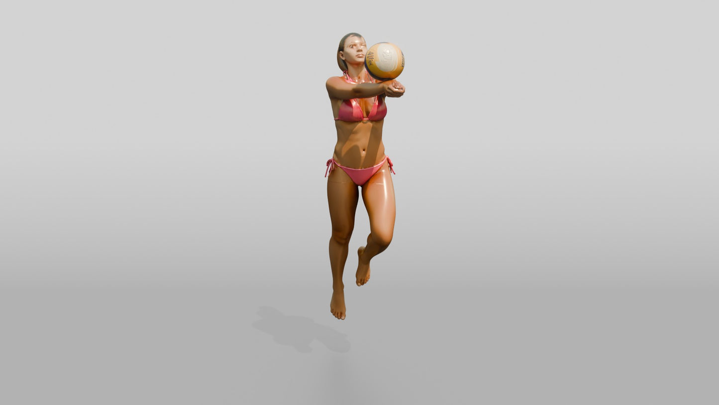 Latina Woman Diving for Beach Volleyball