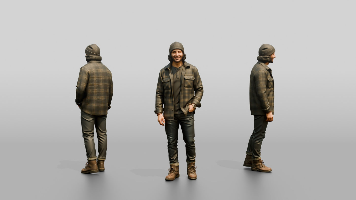 Latino Man in Plaid Flannel Jacket