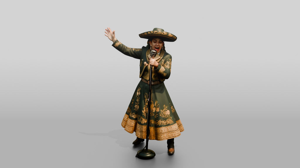 Ranchera Singer with Dramatic Hand Pose