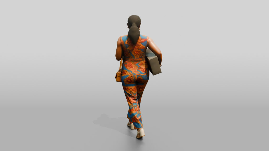Curvy African Woman in an Ankara Print Jumpsuit