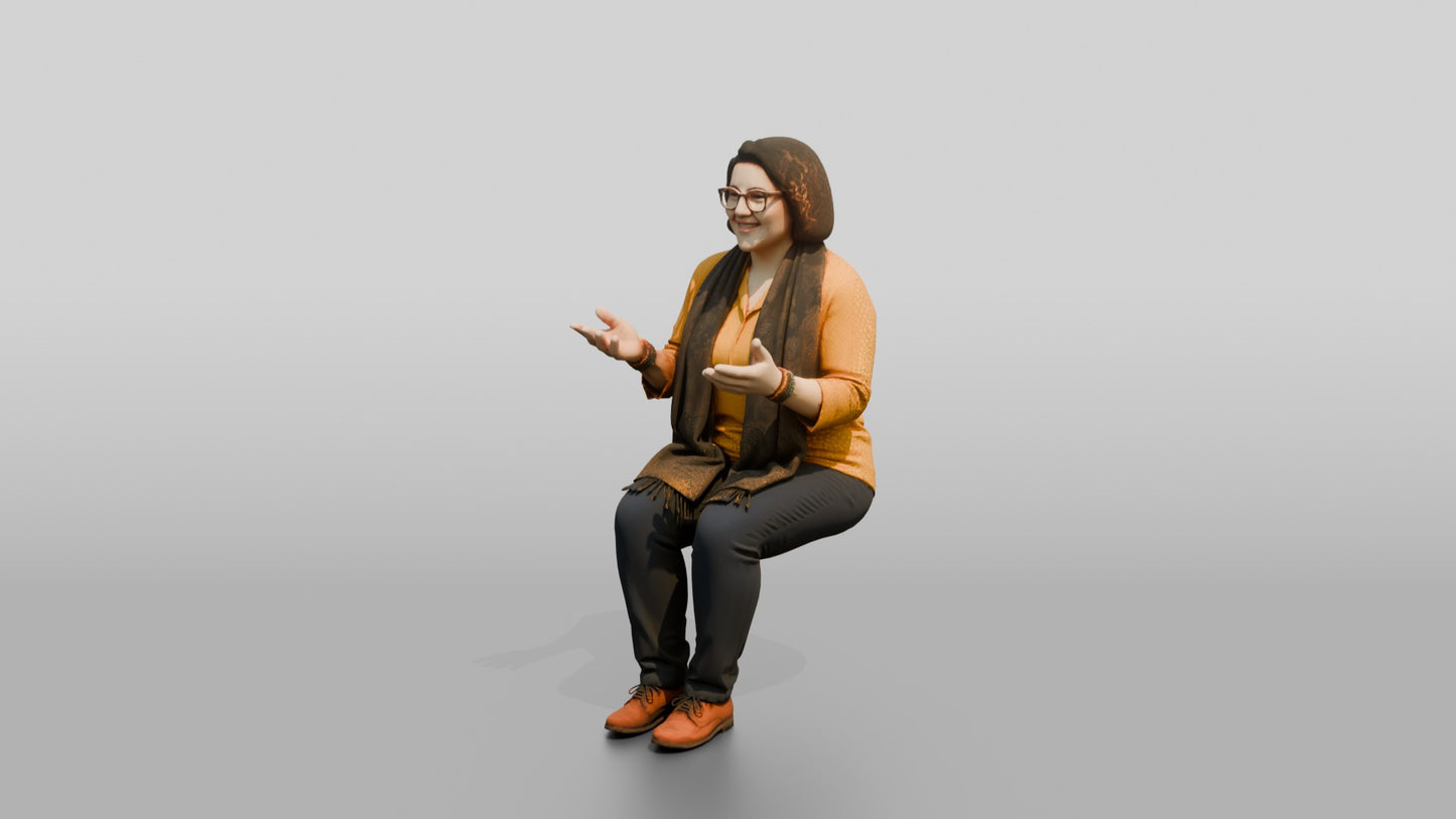 Woman Gesturing in Conversation with Tea
