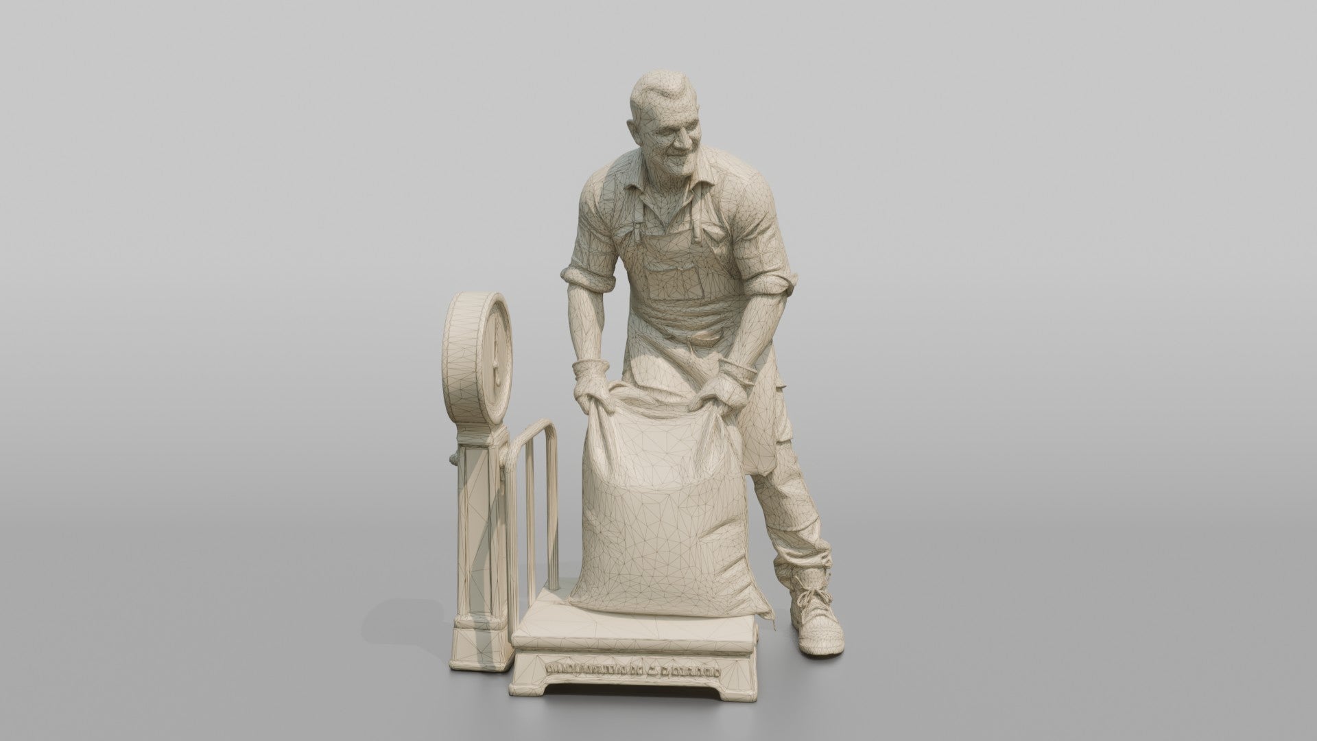 Farmer Hoisting Heavy Sack Of Grain Onto