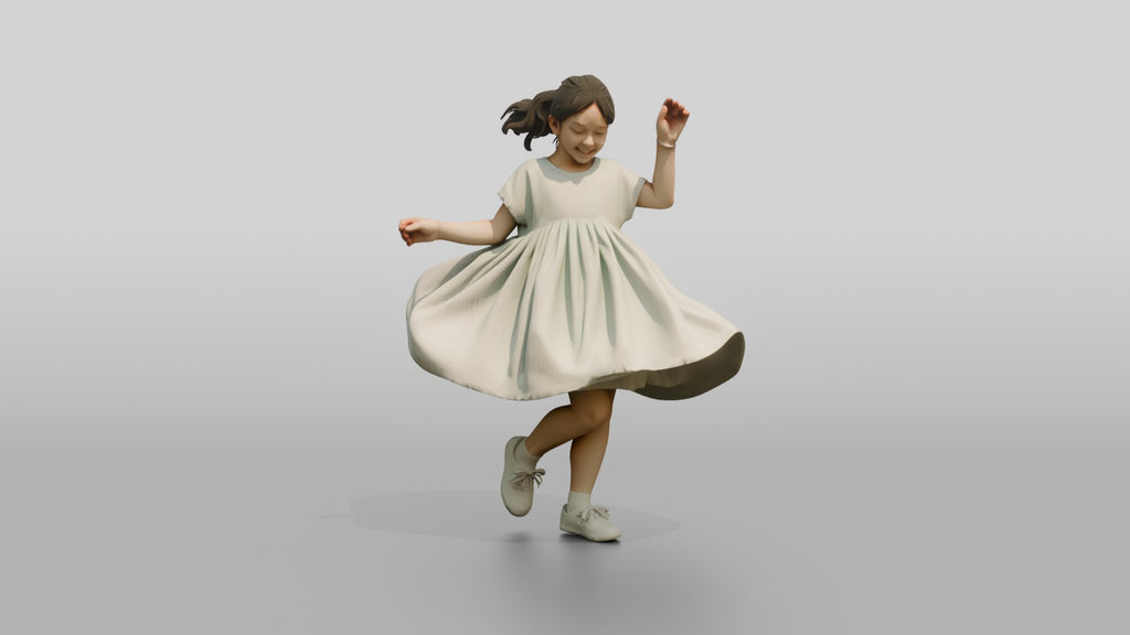 Girl Twirling in Mint Green Dress