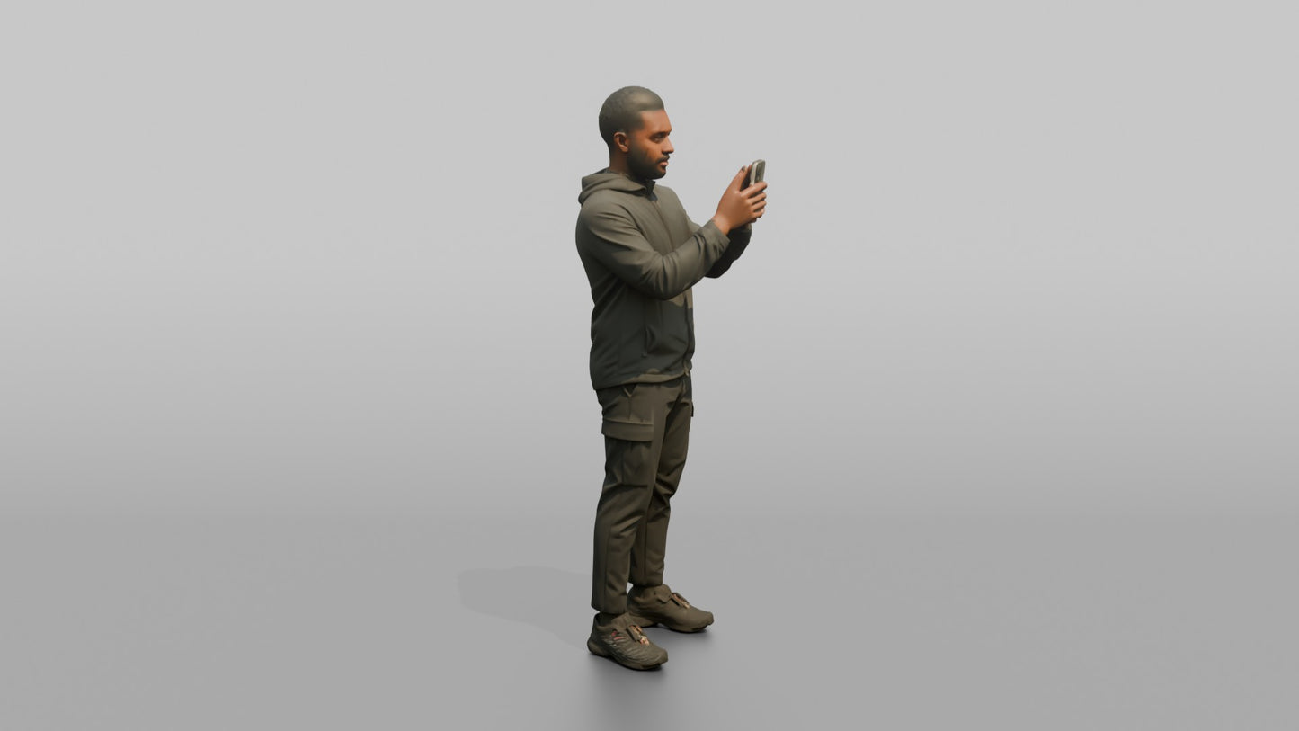 Protester Man Taking a Photo with His Phone