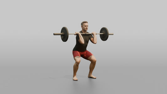 Weightlifter Man Holding A Barbell At Chest Height For A Front Squat - 3D character model