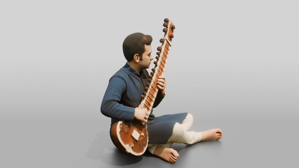 Sitar Player Sitting Cross-Legged