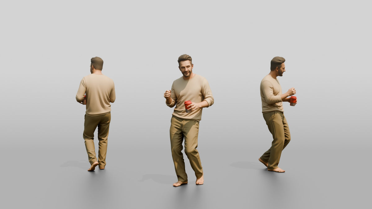 Man Dancing with a Drink - 3D character model