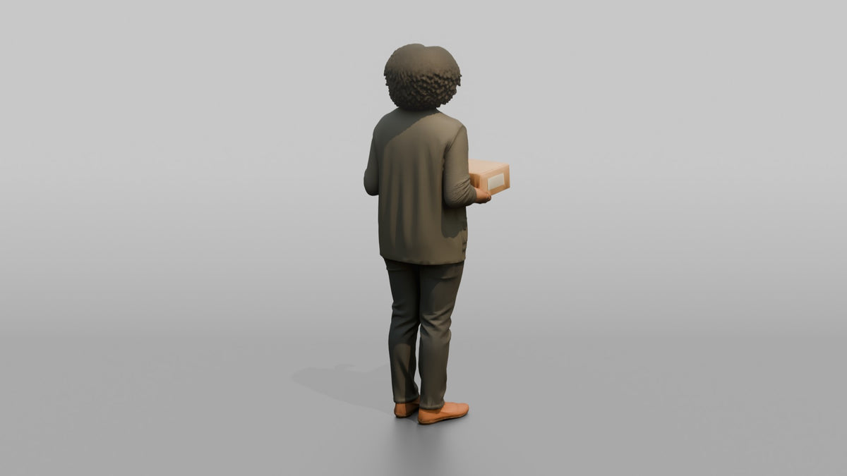 Woman Customer Holding A Return Item And A Printed Receipt - 3D character model, view 3