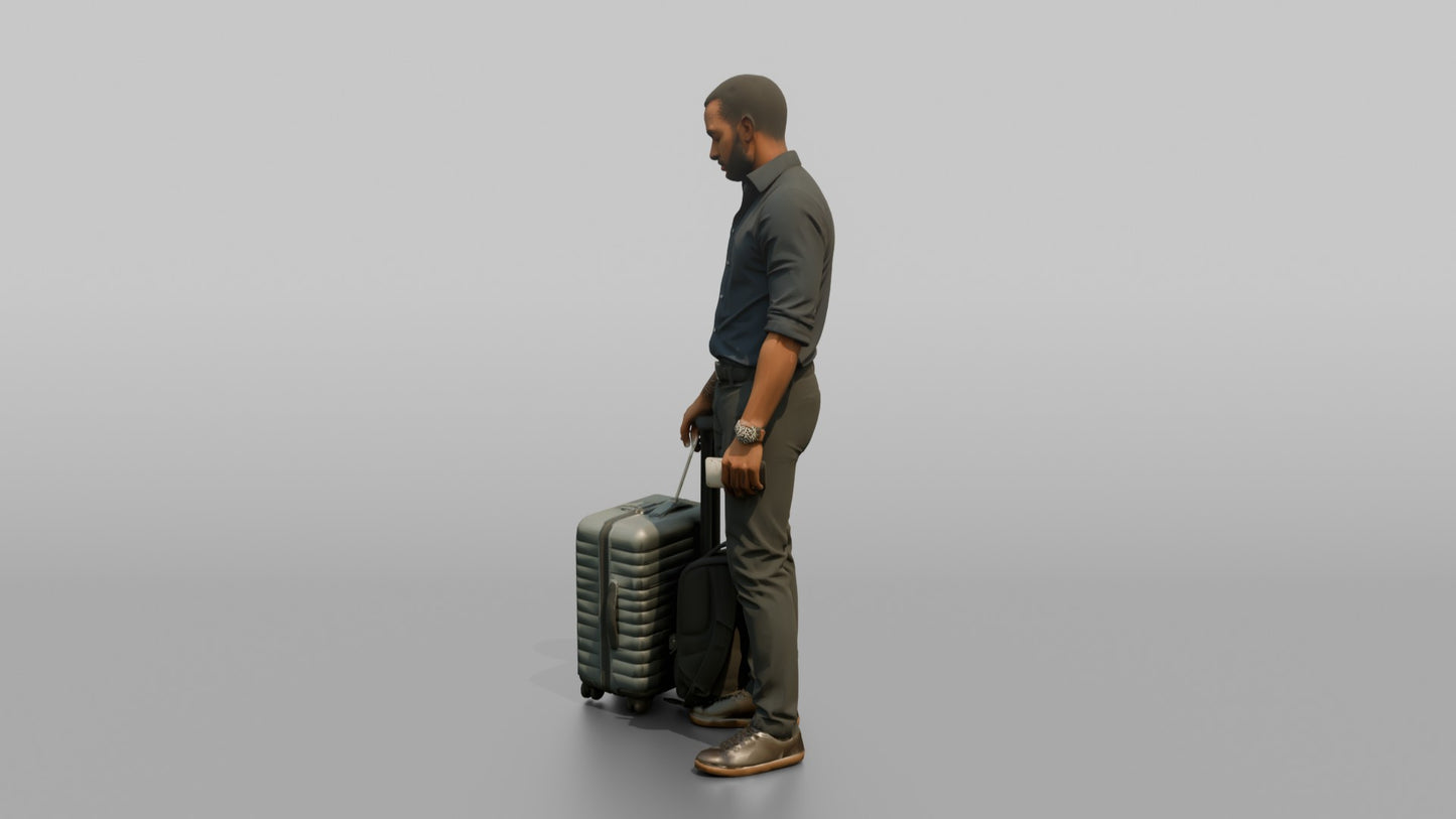 Vacationer Wearing Fitted Shirt And Trousers