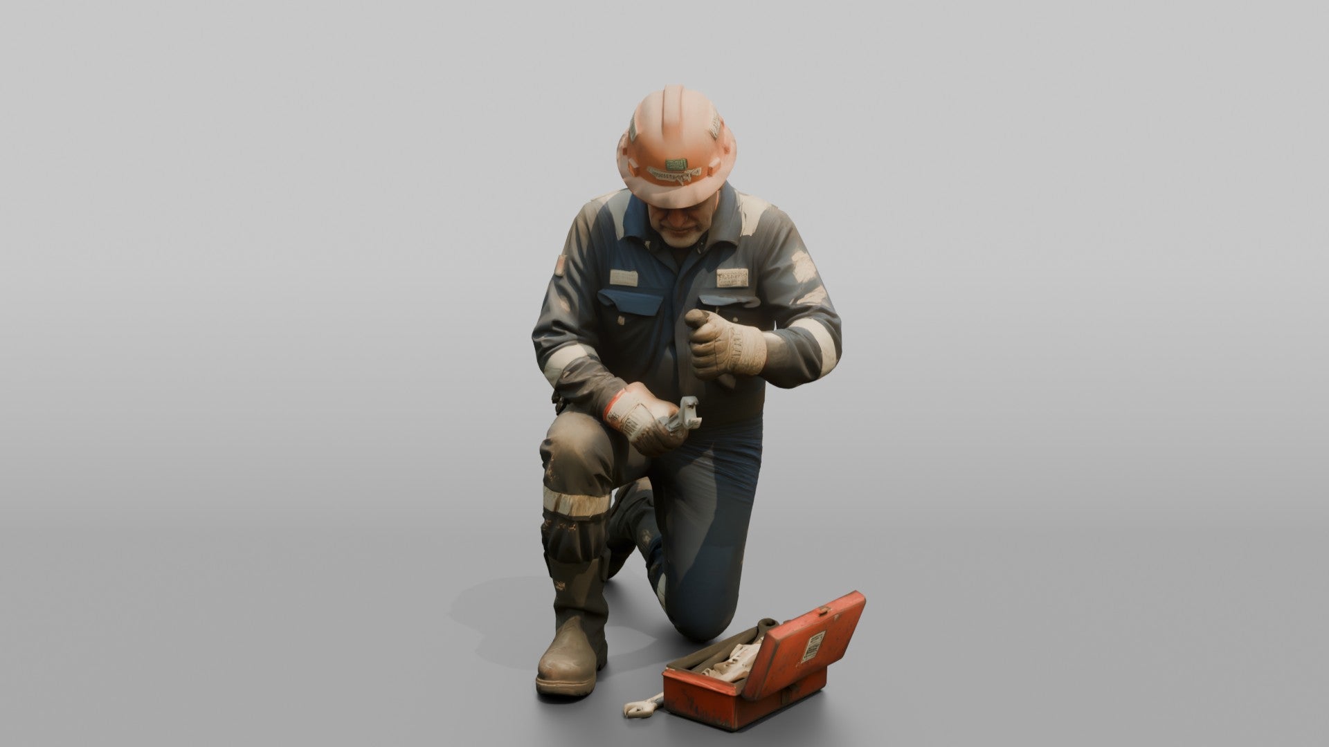 Pumpman Repairing a Cargo Pump on Deck