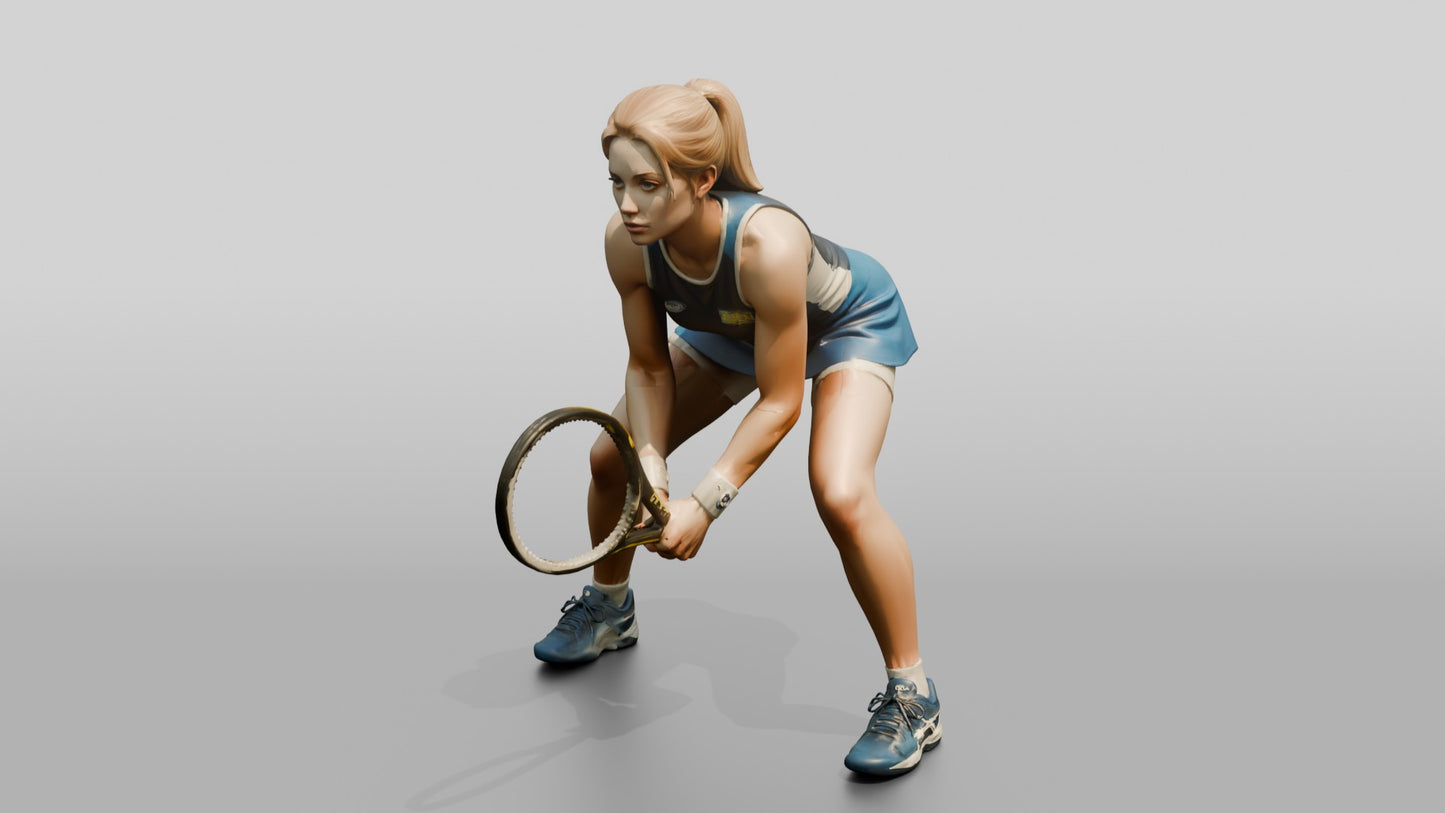 Female Tennis Player Leaning into a Ready Position