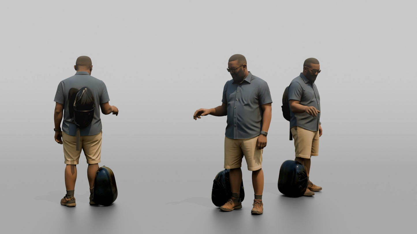 Vacationer Wearing Practical Short Sleeve Button Down And