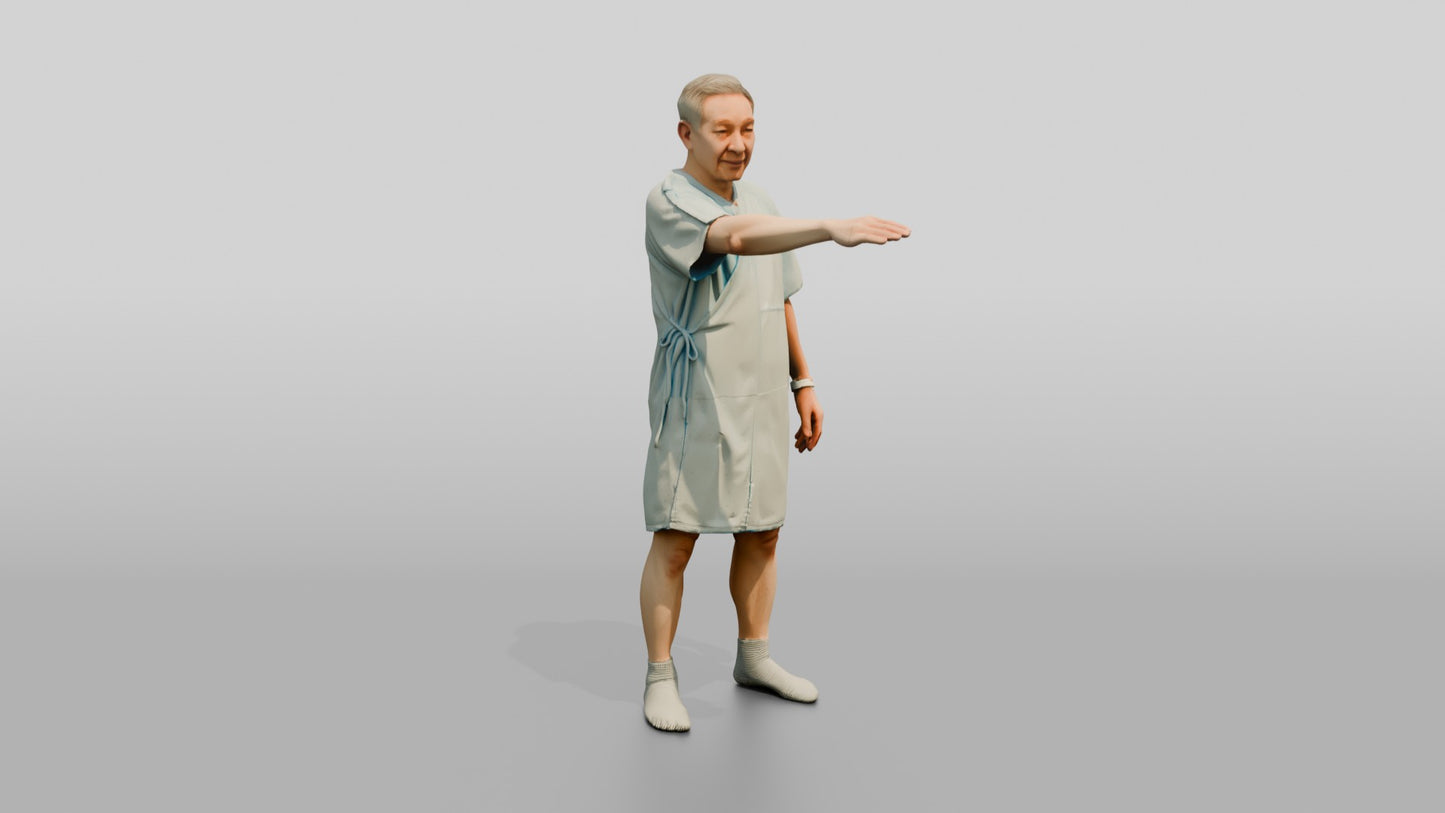 Elderly Man Patient Stretching His Arm