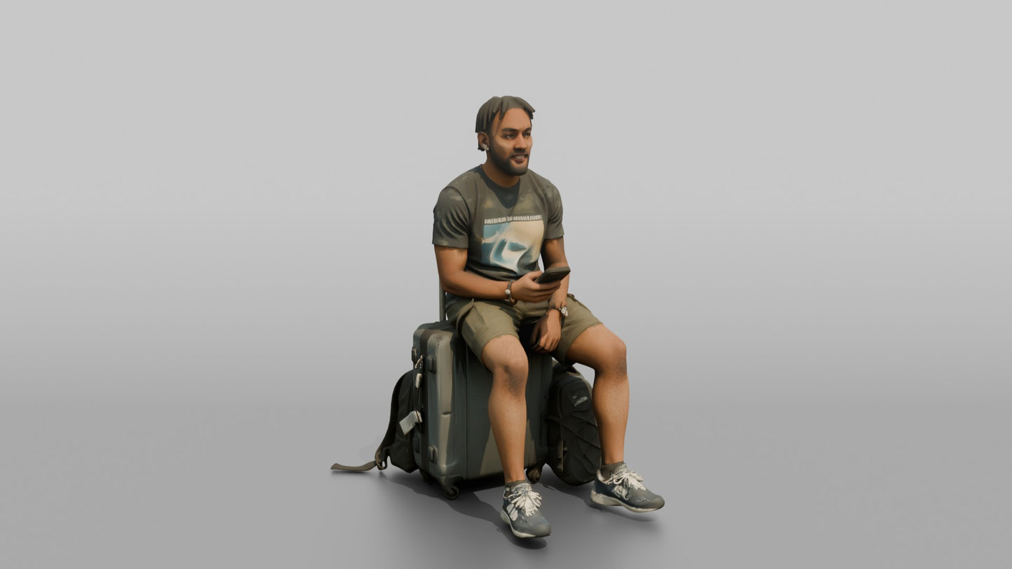 Vacationer Wearing Graphic T Shirt And Shorts