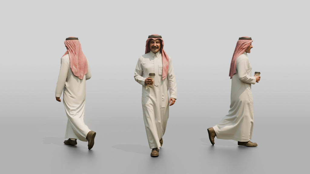 Middle-Aged Saudi Man in Thobe and Checked Ghutra