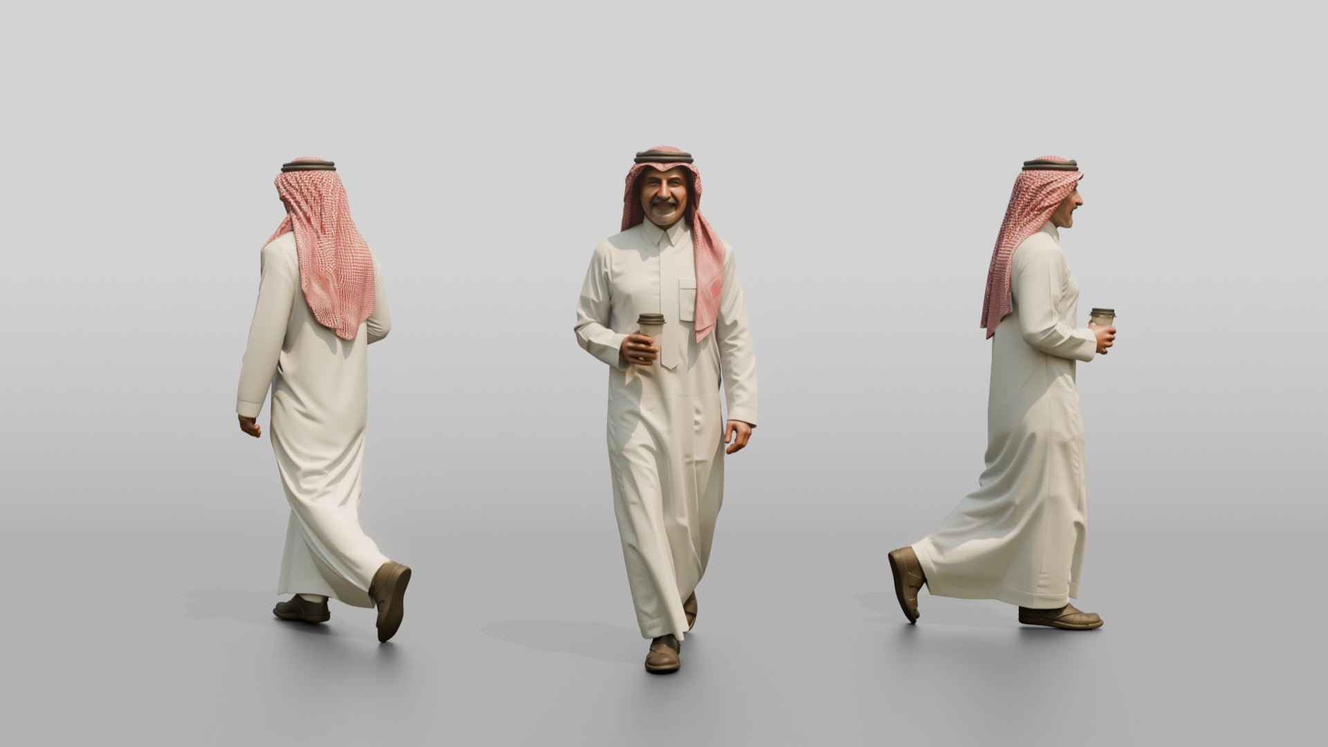 Middle-Aged Saudi Man in Thobe and Checked Ghutra