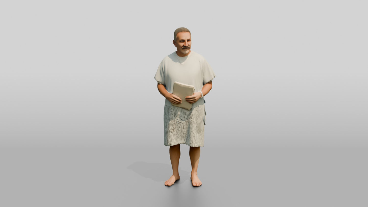 Elderly Man Patient Holding a Notebook