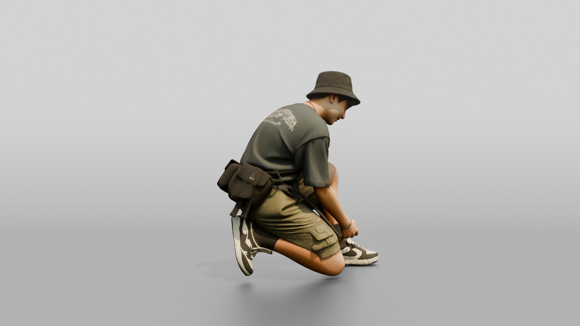 Streetwear Man Tying His Shoelace
