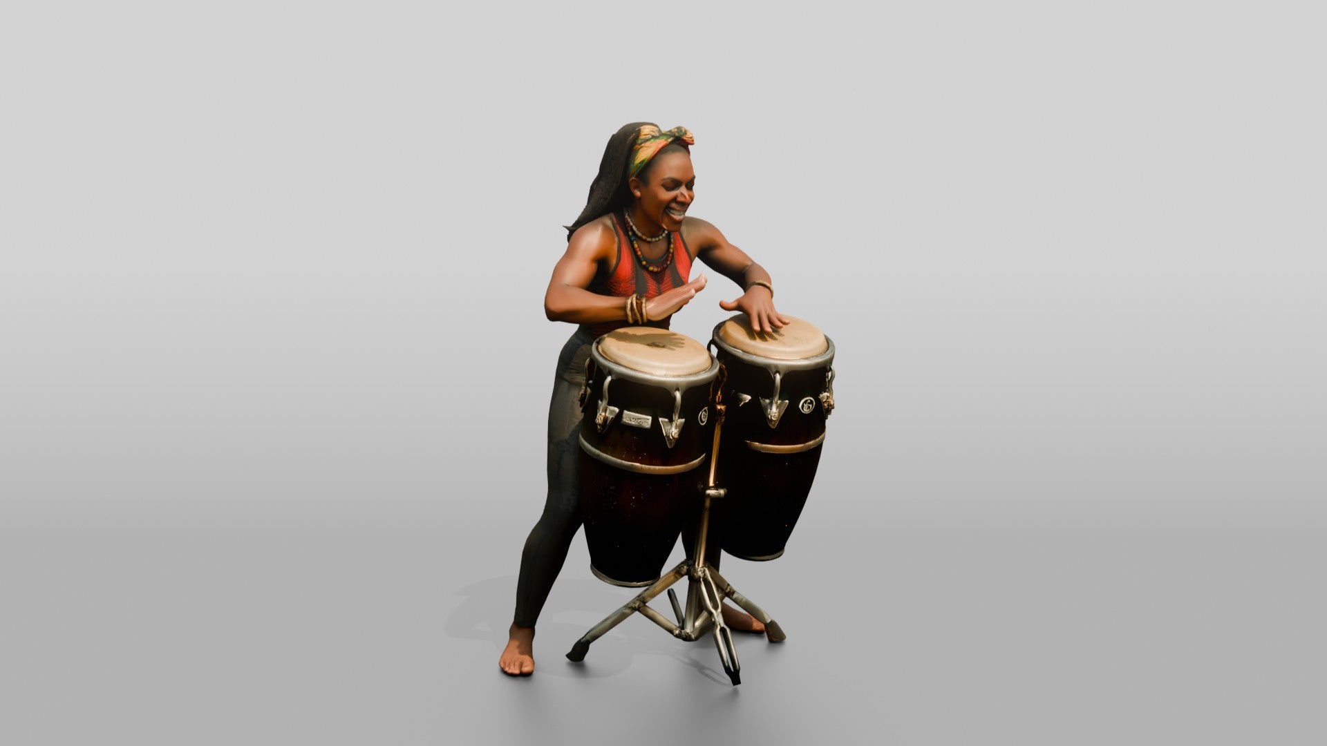 Percussionist Playing Conga Drums