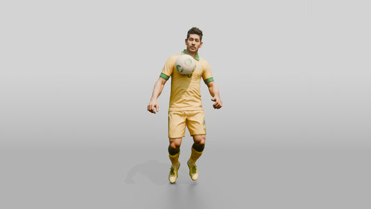Soccer Player Controlling Ball on Chest - 3D character model, view 1