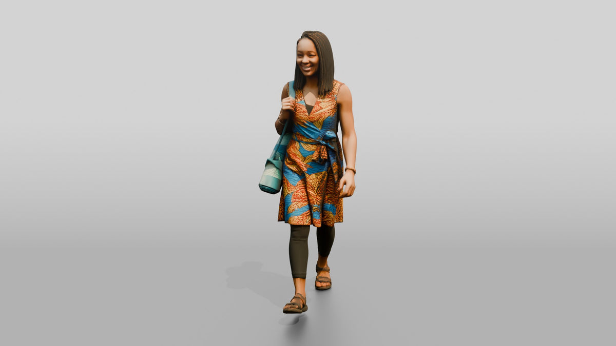 West African Female Walking - 3D character model, view 4