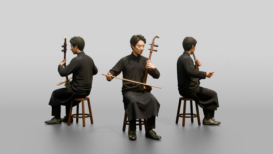 Erhu Player Bowing Traditional Instrument