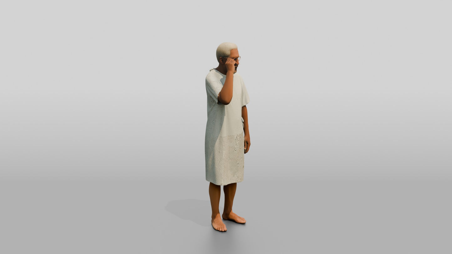 Elderly Man Patient Adjusting His Glasses