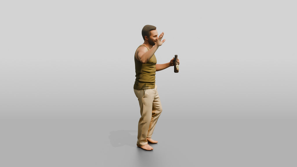 Man Waving with a Beer