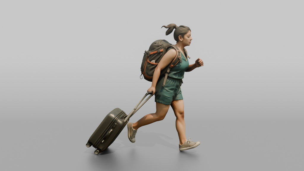 Traveler Jogging Late For A Flight
