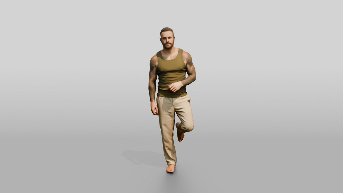 Tattooed Man Standing Casually - 3D character model, view 5