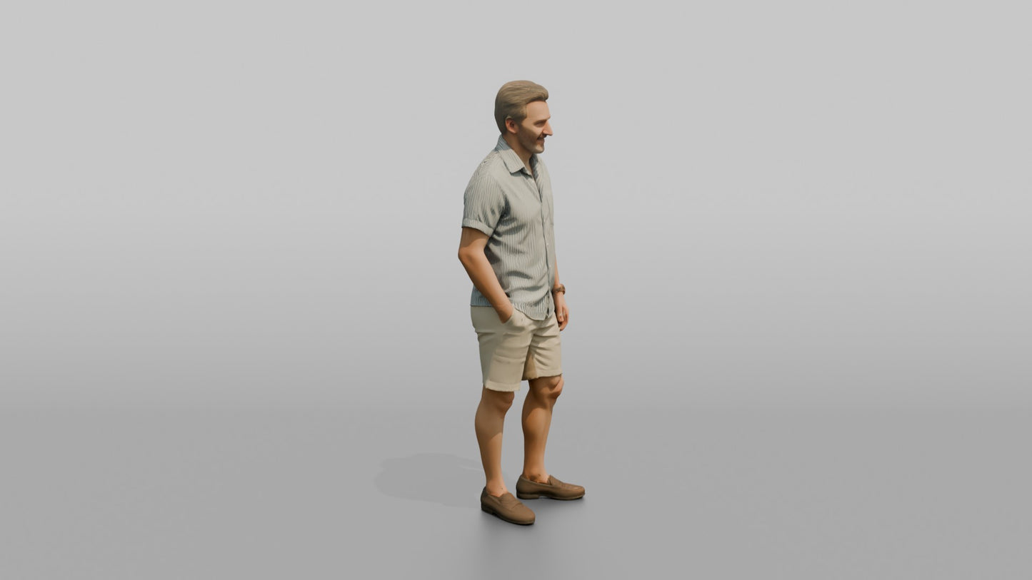 British Man Standing in a Striped Linen Shirt