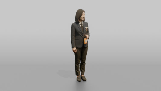 Receptionist Woman Holding A Luggage Tag - 3D character model