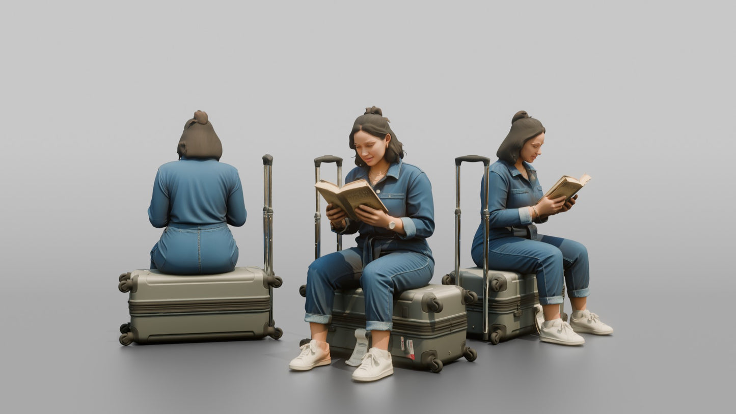 Vacationer Wearing Casual Denim Jumpsuit And White Sneakers
