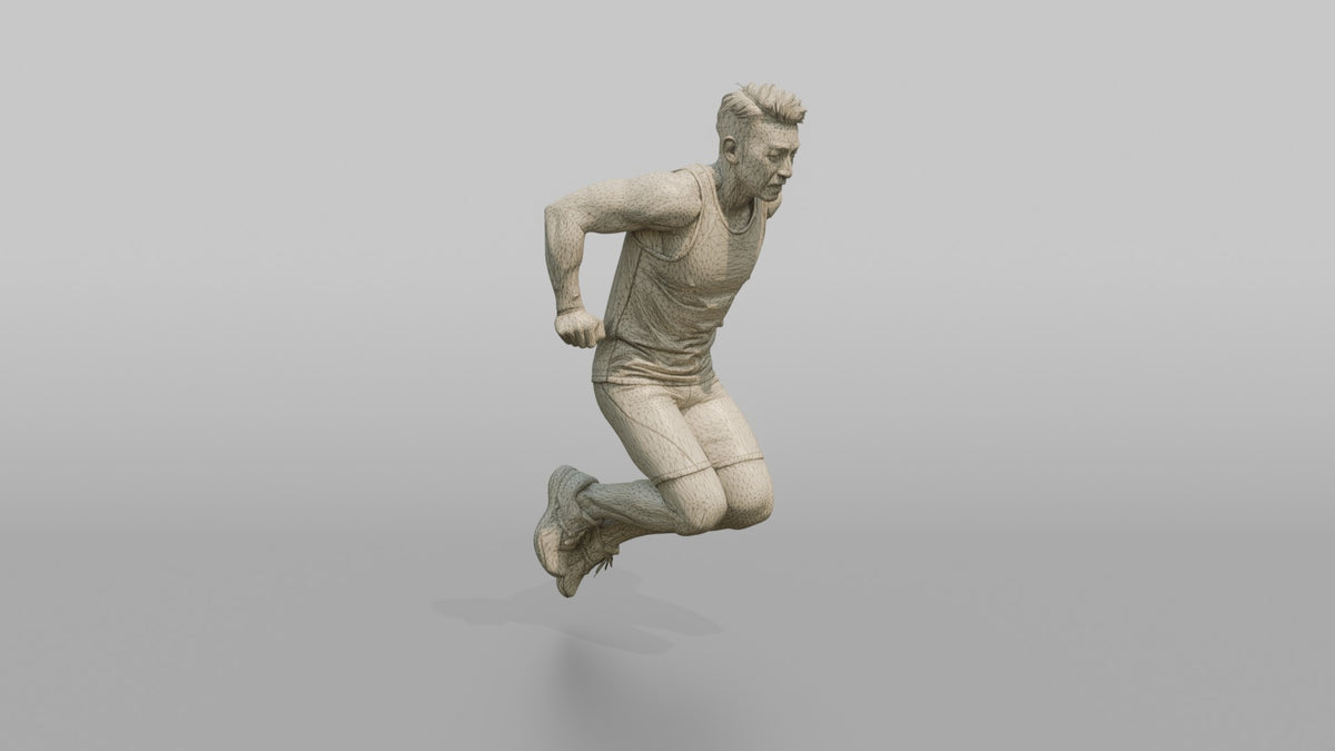 Bodyweight Athlete Man Mid-rep Of A Tricep Dip - wireframe topology preview
