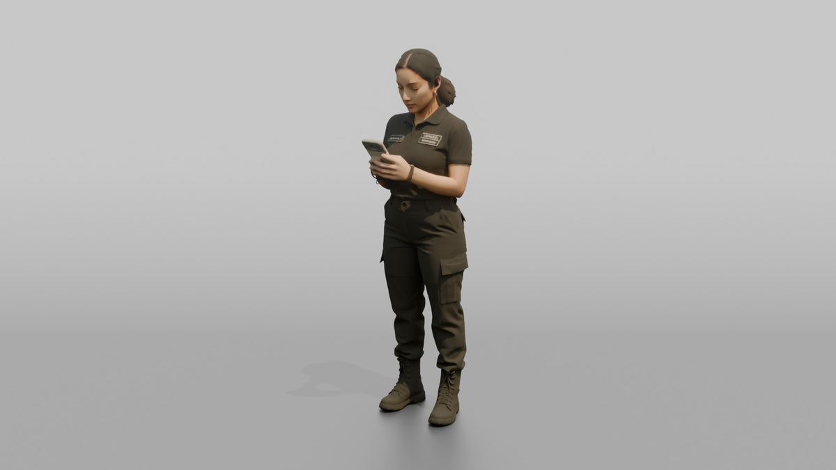 Door Staff Man Checking A Phone For A Guest List Name - 3D character model, view 4