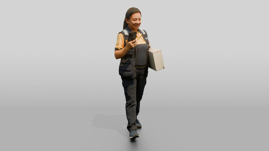 Postal Worker with Package - 3D character model, view 1