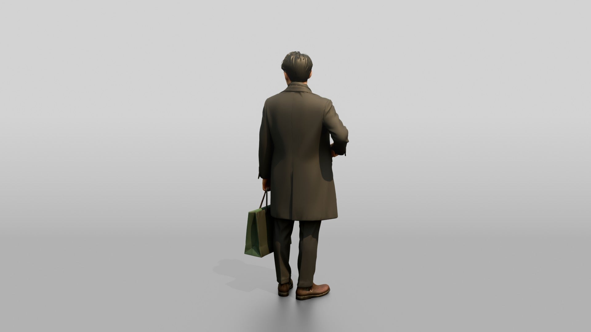 Man Standing in Olive Wool Coat