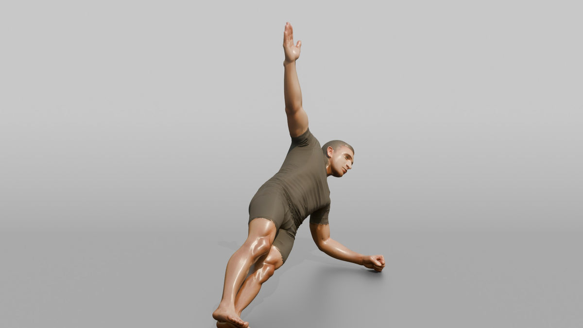 Fitness Influencer Man Holding A Side Plank - 3D character model, view 2