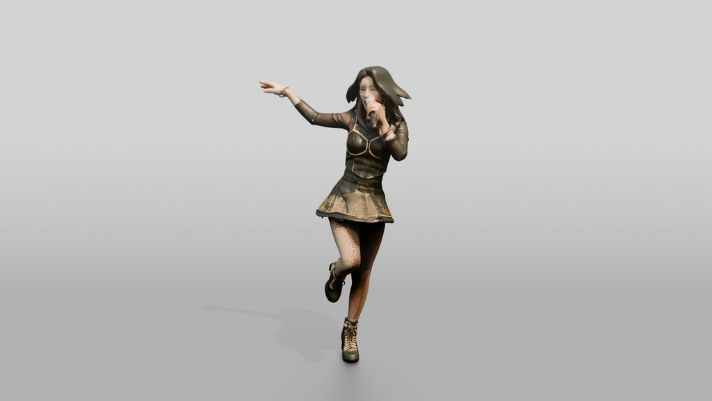 K-Pop Vocalist Dancing with Microphone
