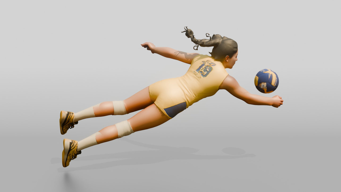 Hispanic Female Volleyball Player in Yellow Uniform