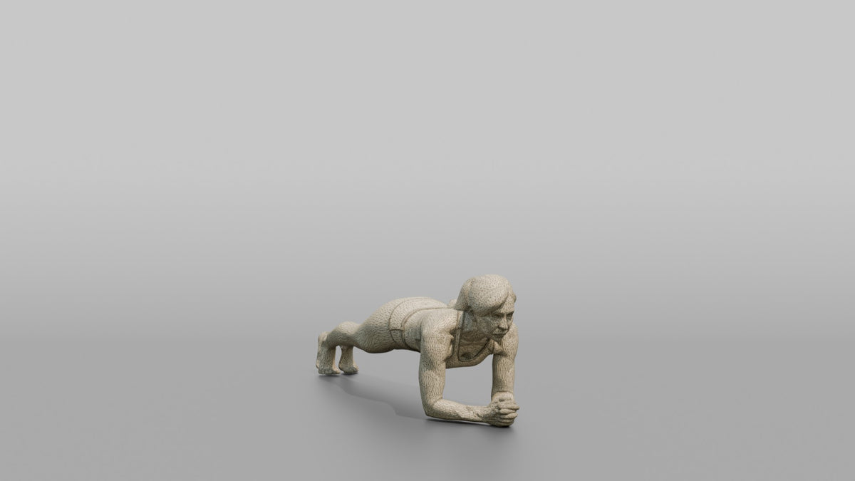 Bodyweight Athlete Woman Holding A Plank Position - wireframe topology preview