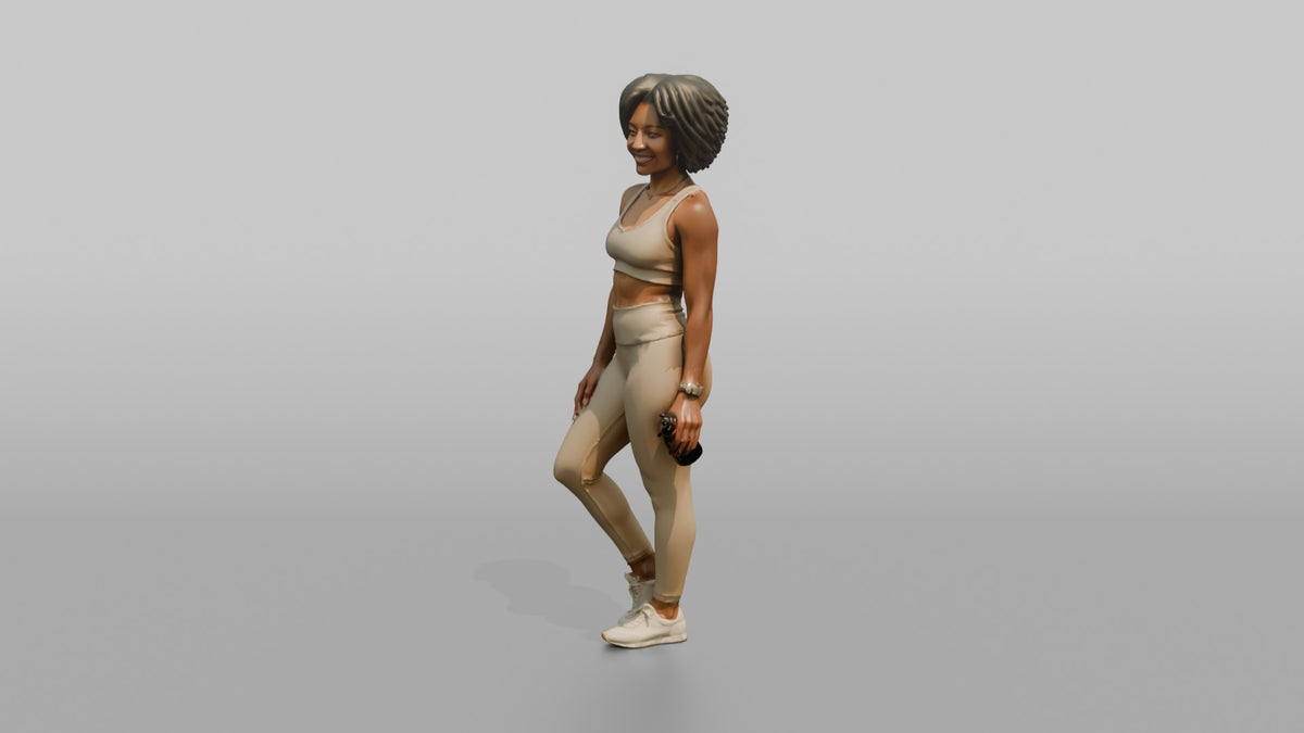 Fitness Influencer Woman Standing Relaxed, Weight Shifted To One Side - 3D character model, view 4