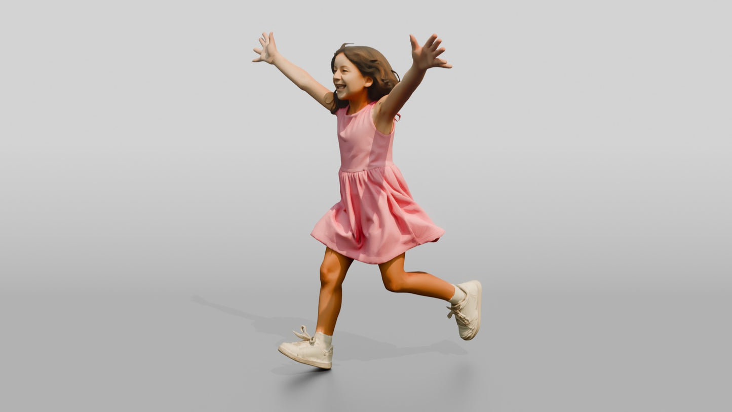 Slender Greek Girl Running with Outstretched Arms