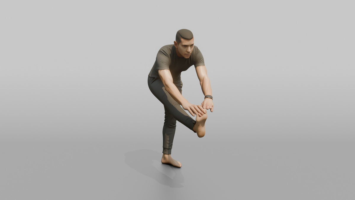 Fitness Influencer Man Holding A Standing Hamstring Stretch - 3D character model, view 2