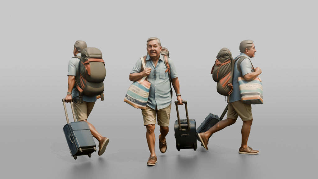 Traveler Jogging Late For A Flight