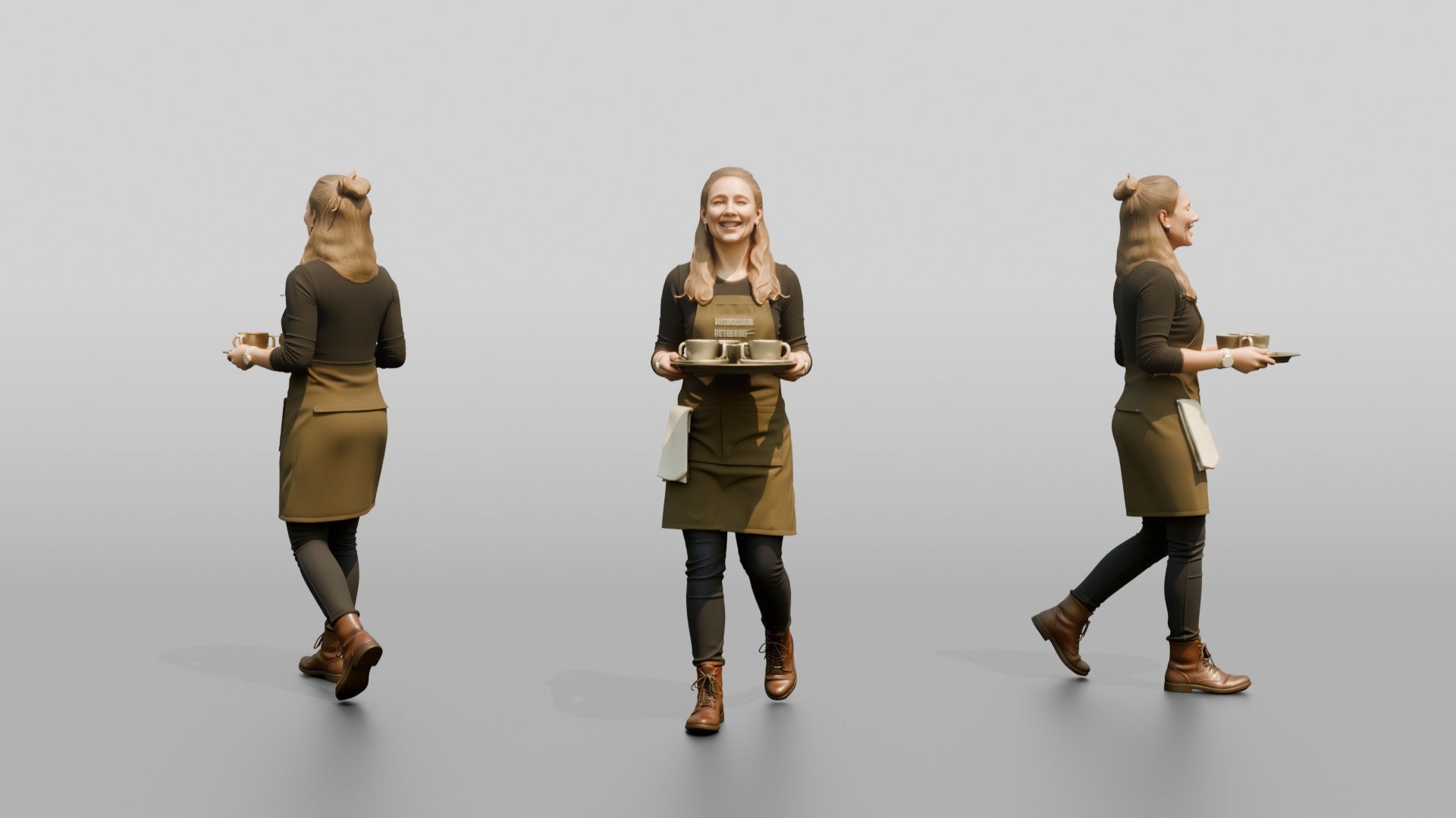 Barista Carrying Tray of Drinks