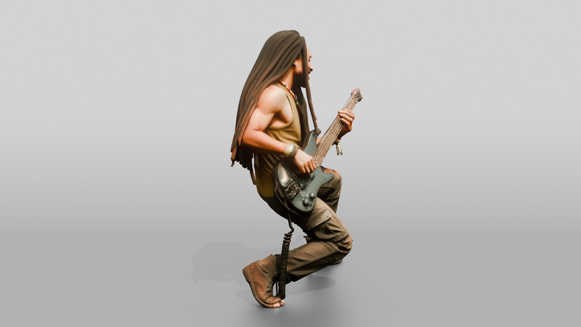 Reggae Bassist Playing Electric Bass