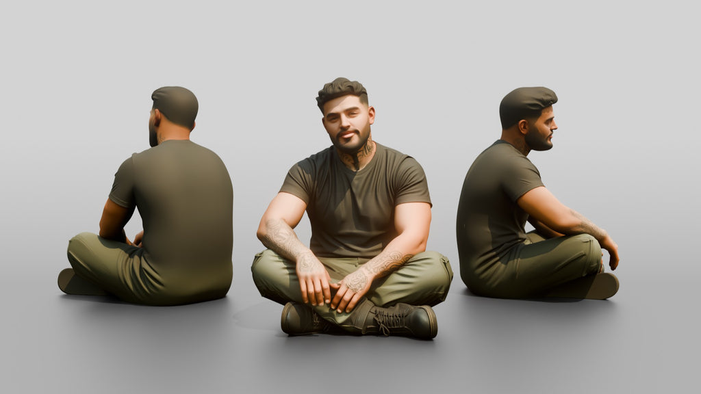 Homeless Man Sitting Cross-legged